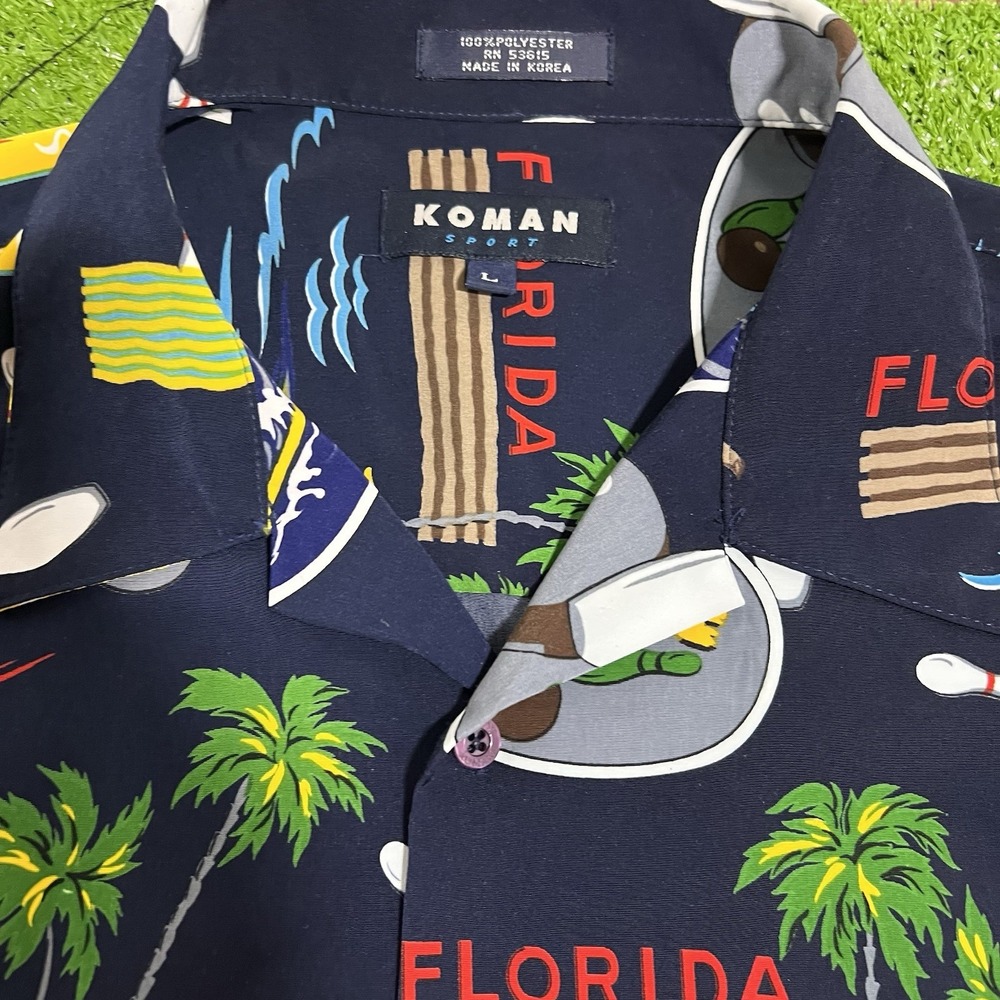 Y2K bowling button down shirt LG oversized dad shirt y2k Casual beach Vintage - Picture 3 of 6
